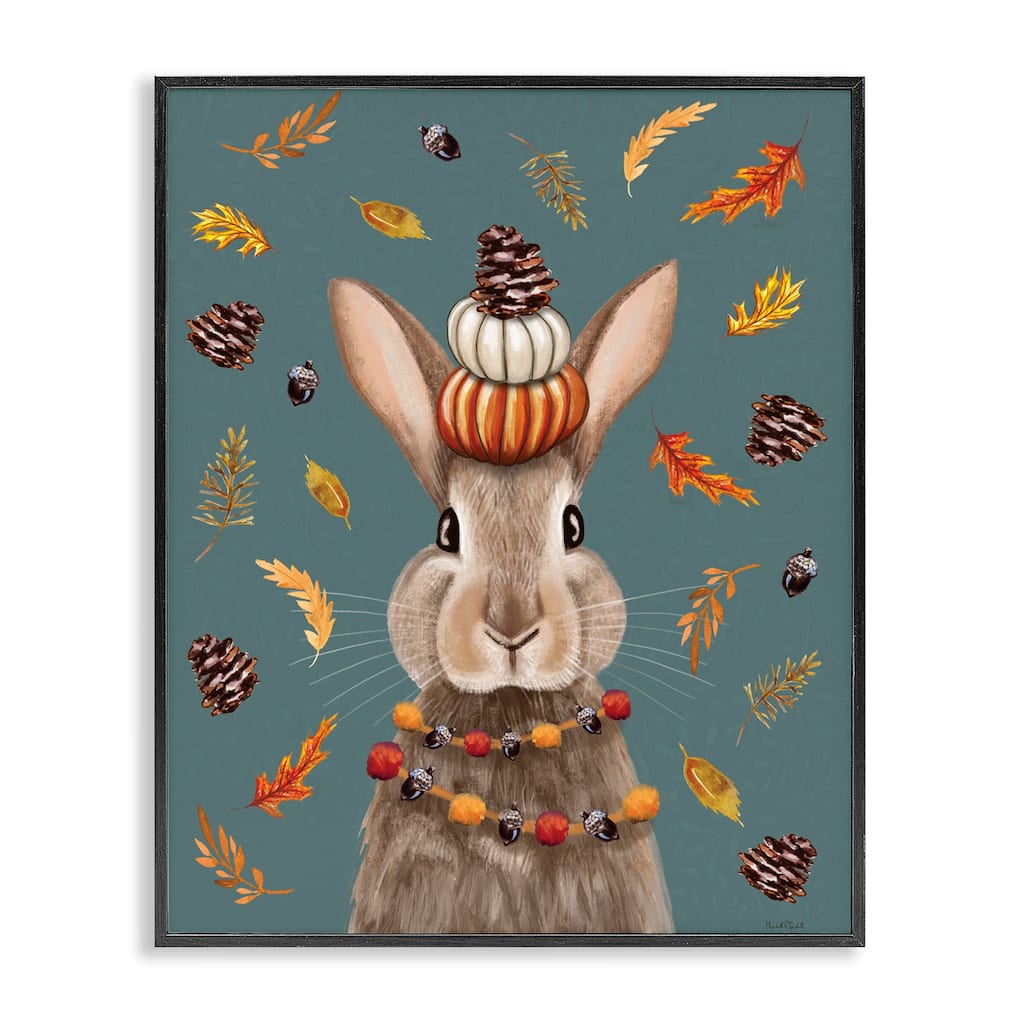Stupell Festive Autumnal Hare Framed Giclee Art Design By Elizabeth Tyndall