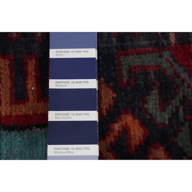 Hand Knotted Oriental 100% Wool Carpet Traditional Tribal Navy Blue & Blues Ardebil Runner Rug - 10' 0'' X 3' 2''