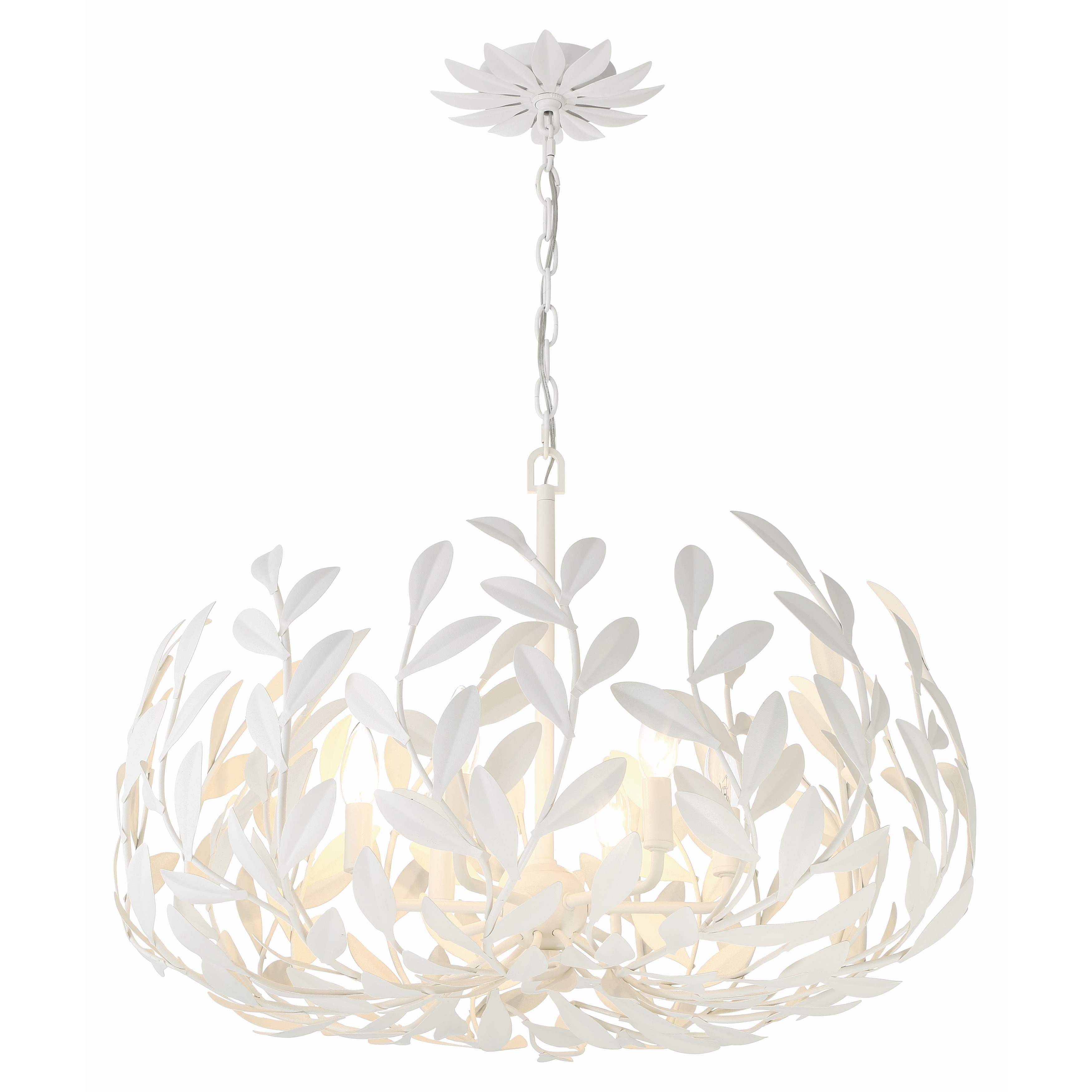 Broche 6 Light Matte White Chandelier - 27"W x 19"H x 27"D