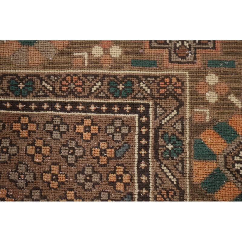 Garden Design Brown Bakhtiari Persian Vintage Rug Handmade Wool Carpet - 6'11"x 10'2"