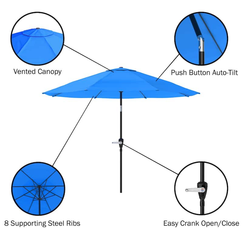 Pure Garden 10 ft Patio Umbrella with Auto Tilt and Hand Crank