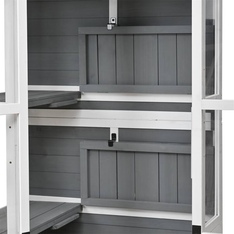 63'' Height Garden Wood Storage Cabinet Outdoor Tool Storage Shed