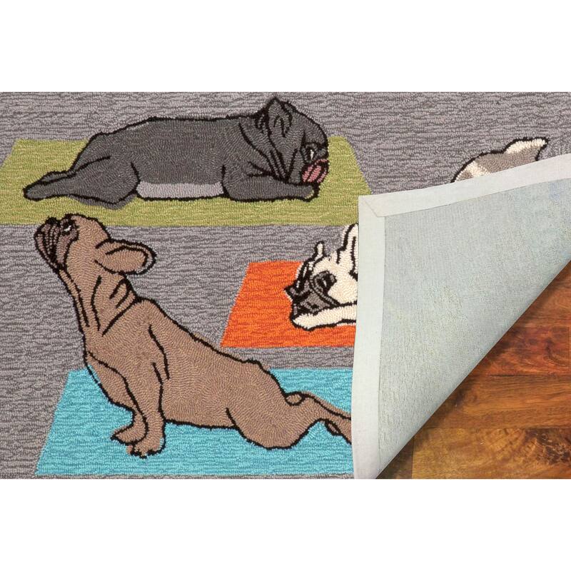 Liora Manne Frontporch Yoga Dogs Indoor/Outdoor Rug - 2'6" x 4'