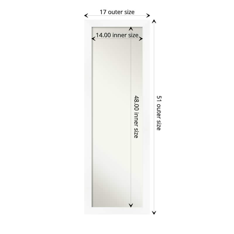 Non-Beveled Full Length On The Door Mirror -White Frame - Cabinet White Narrow