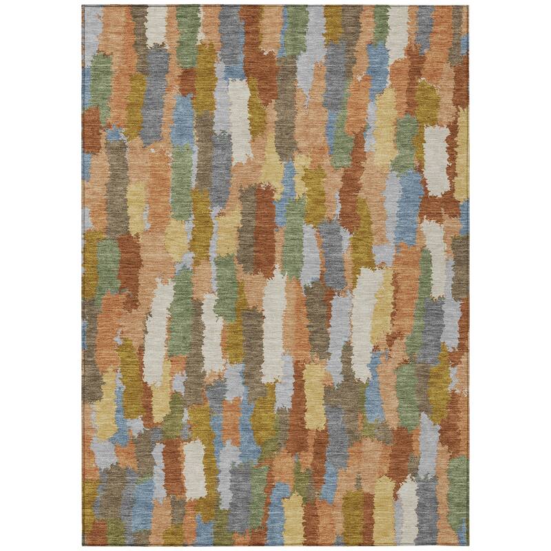 Machine Washable Indoor/ Outdoor Contemporary Stacks Chantille Rug