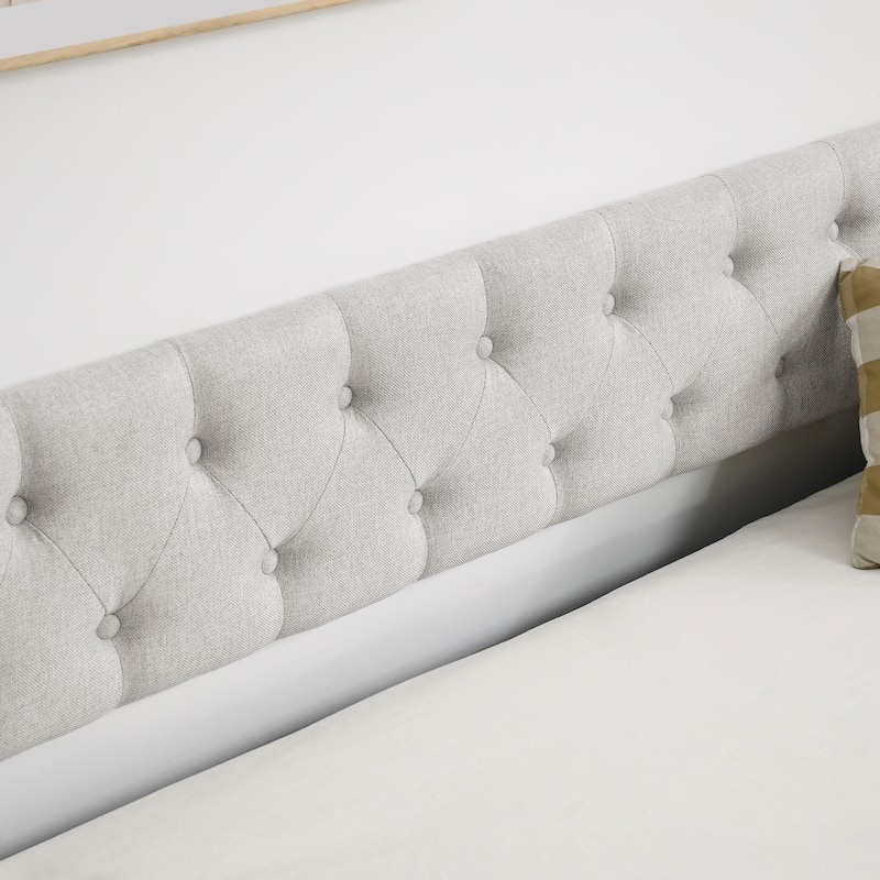 Twin Size Daybed with Twin Size Trundle Upholstered Tufted Sofa Bed