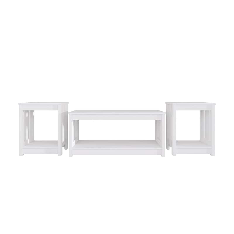 CraftPorch Minimalist Coffee Table Set - White