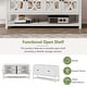 preview thumbnail 8 of 18, Antique White Sideboard Storage Cabinet with Mirrored Doors & Open Storage Shelf, Console Table Display Case for Living Room