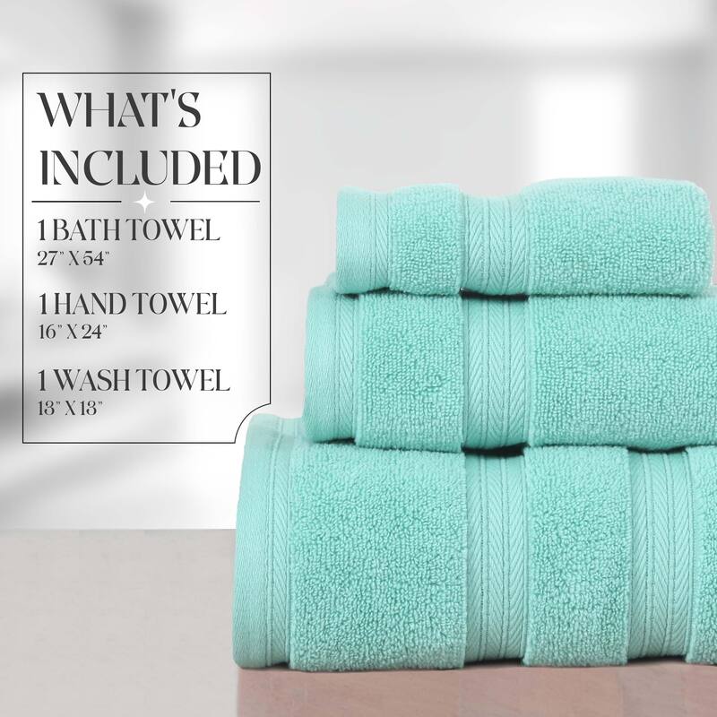 Home Weavers Elegance Essentials 550GSM Cotton Zero Twist Super Absorbent Bath Towel Set of 3