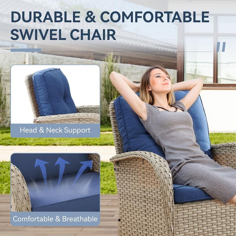 Gymojoy Outdoor Wicker Patio Furniture Loveseat and Chair Set