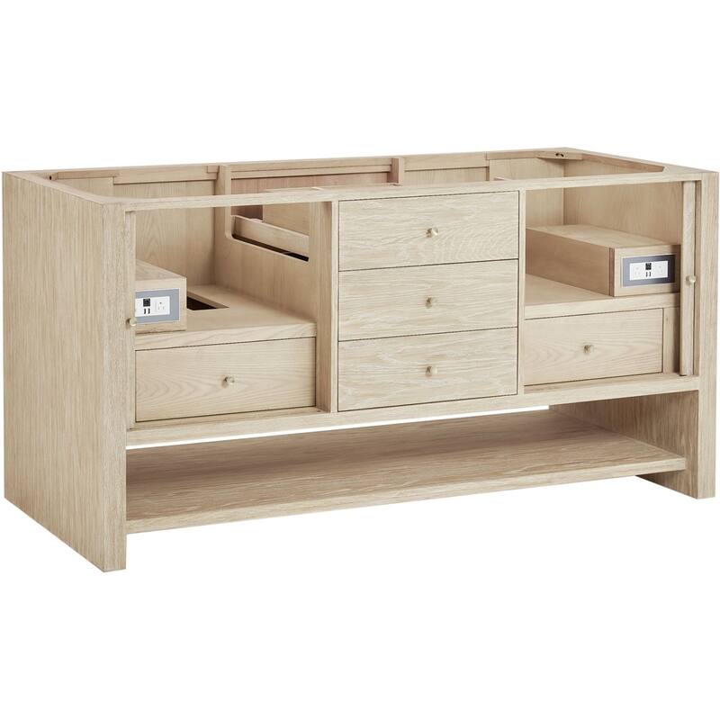 James Martin Vanities D404-V72 Marigot 72" Double Basin Wood Vanity - Sunwashed Oak - Oak Finish