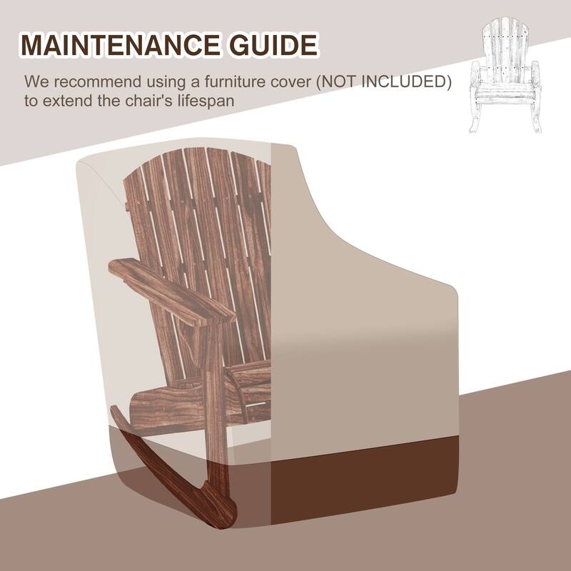 Outsunny Wooden Adirondack Rocking Chair Outdoor Lounge Chair Fire Pit Seating with Slatted Wooden Design, Fanned Back