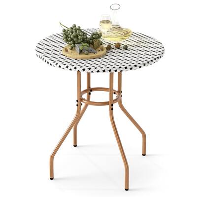 Gymax 27.5'' Outdoor Bistro Table PE Rattan Round Patio Side Table w/