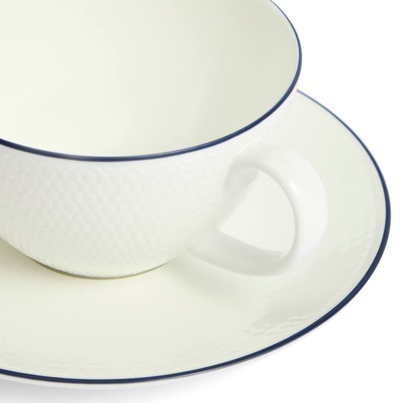Wedgwood Gio Blue Teacup & Saucer 8.7floz, Blue Line