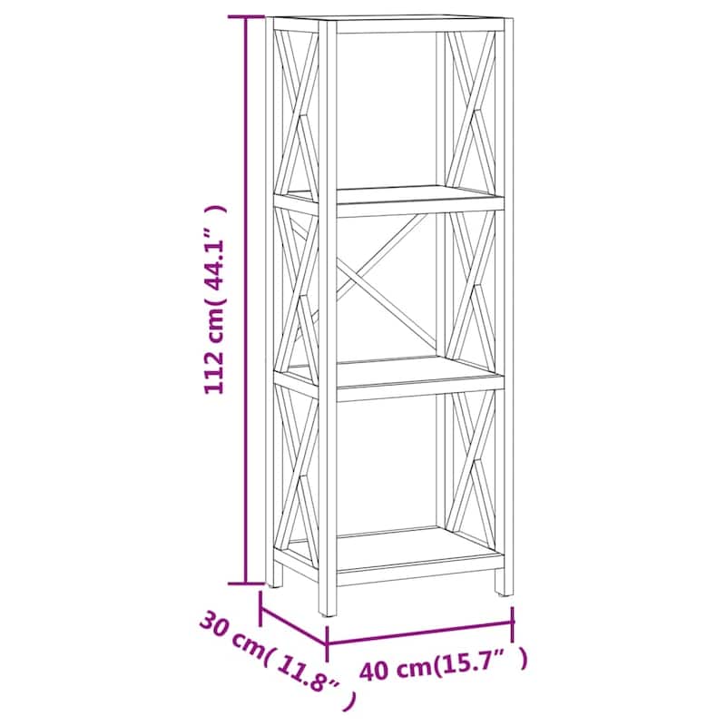 vidaXL 4-Tier Shelf 6.7"x11.8"x44.1" Solid Wood Oak