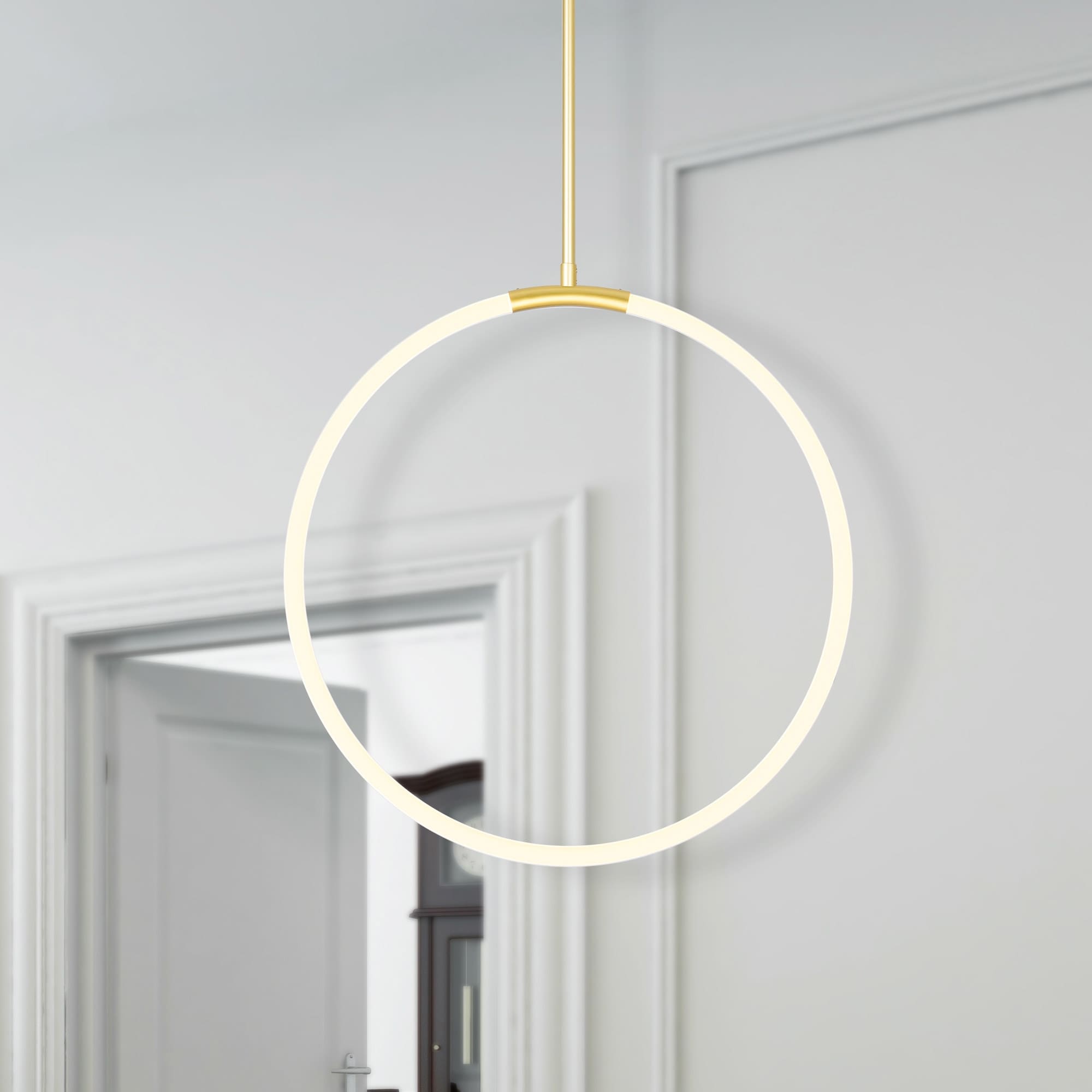 CWI Lighting Hoops Integrated LED 24in Satin Gold Chandelier - Satin Gold