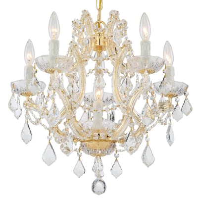 Maria Theresa 6 Light Clear Crystal Gold Mini Chandelier - 20'' W x 17'' H