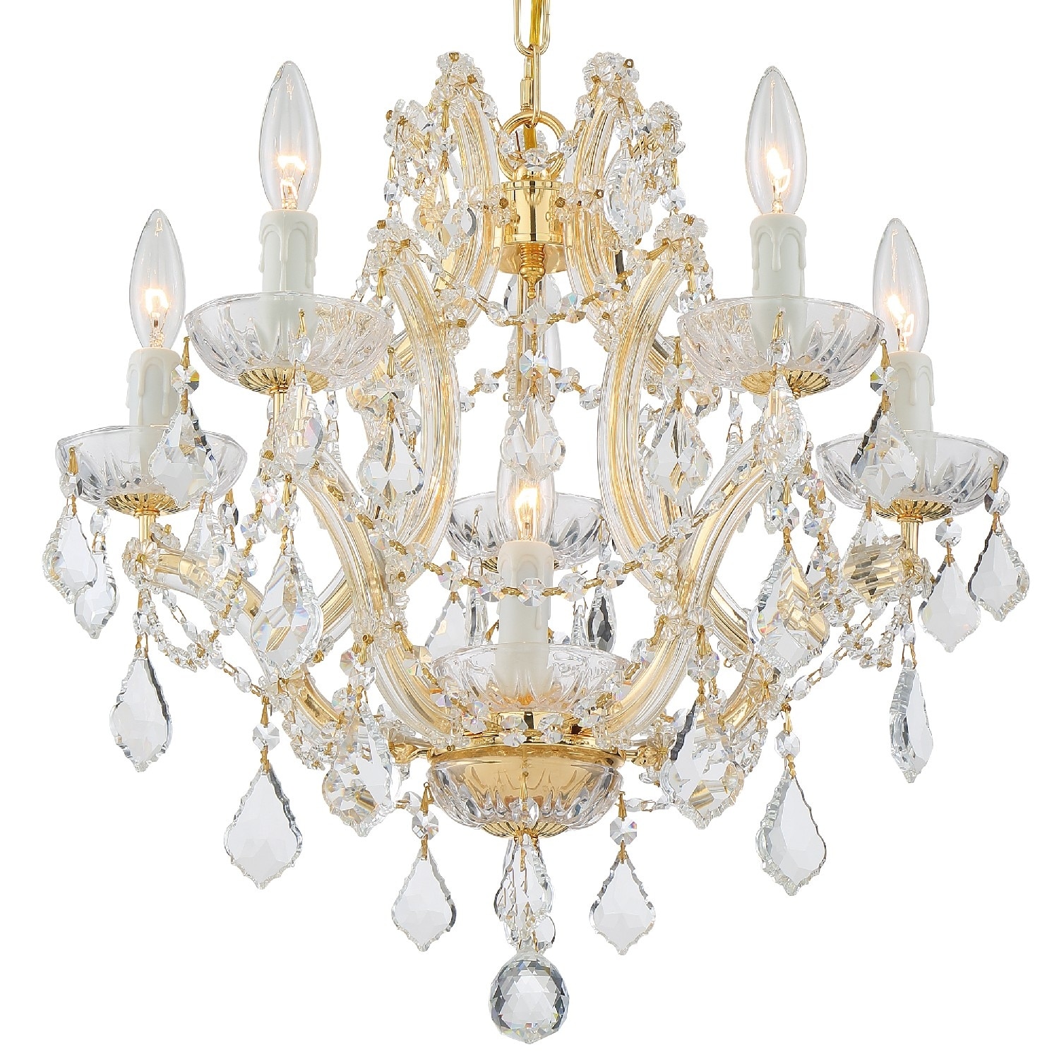 Maria Theresa 6 Light Spectra Crystal Gold Mini Chandelier - 20'' W x 17'' H