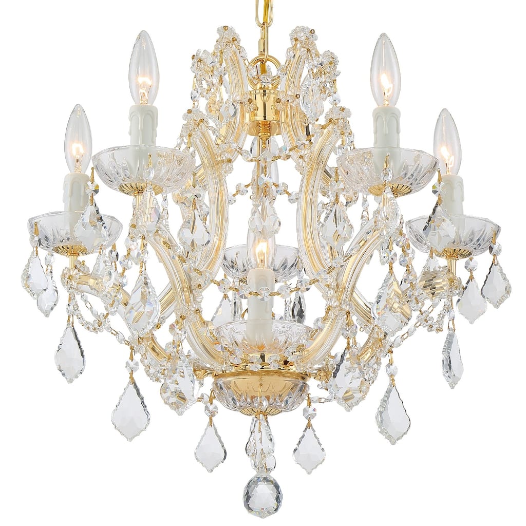 Maria Theresa 6 Light Spectra Crystal Gold Mini Chandelier - 20'' W x 17'' H