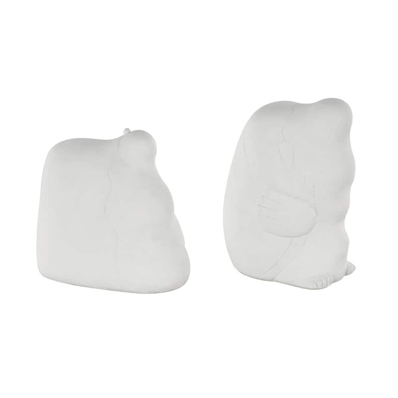 Resin People Abstract Sculpture with Tucked Sitting Position - Set of 2 White - Roche River Decor - 5"W x 6"L x 8"H