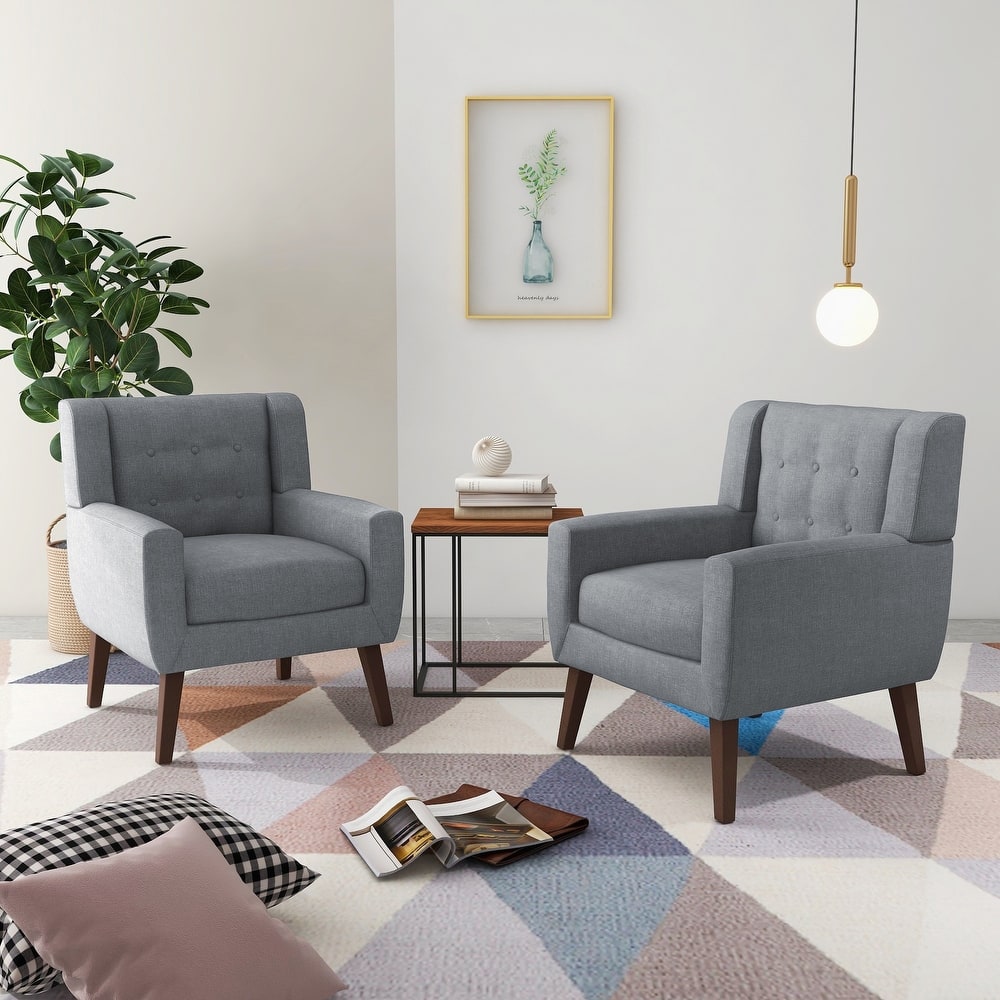 3-Piece Tufted Linen Armchair and Loveseat Set