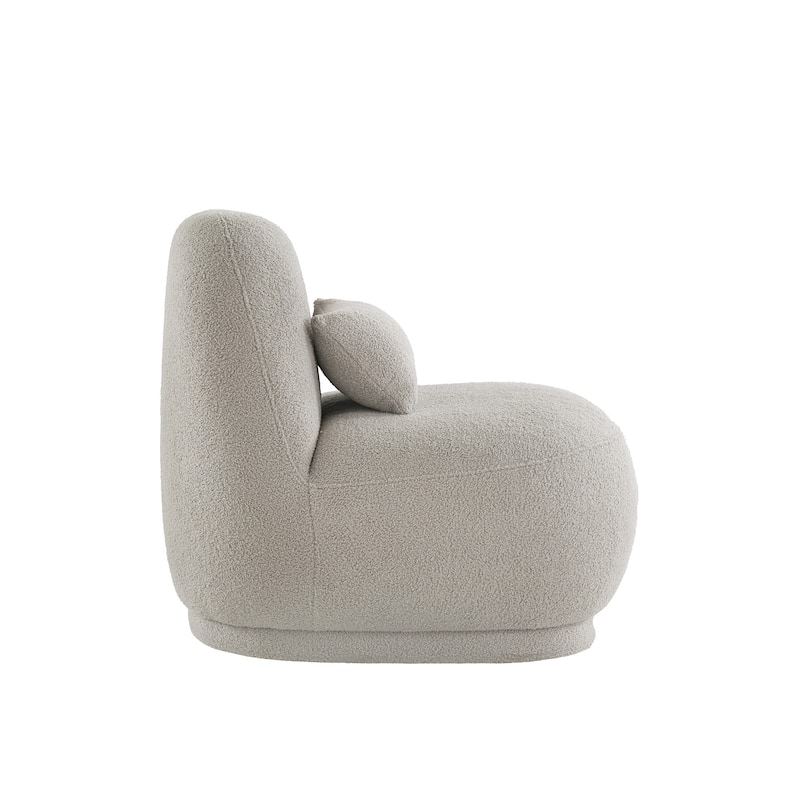 Willits Boucle Lounge Chair with Rounded Design and Lumbar Pillow by iNSPIRE Q Modern