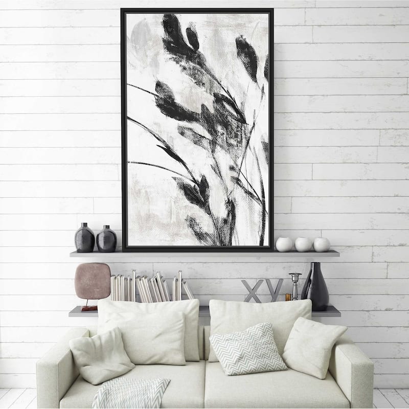 "Misty Gray Leaves I" Print on Floating Canvas