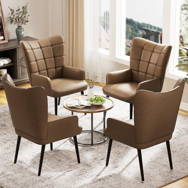 Leather High Back Living Room Accent Chairs FiveWillowise Mid