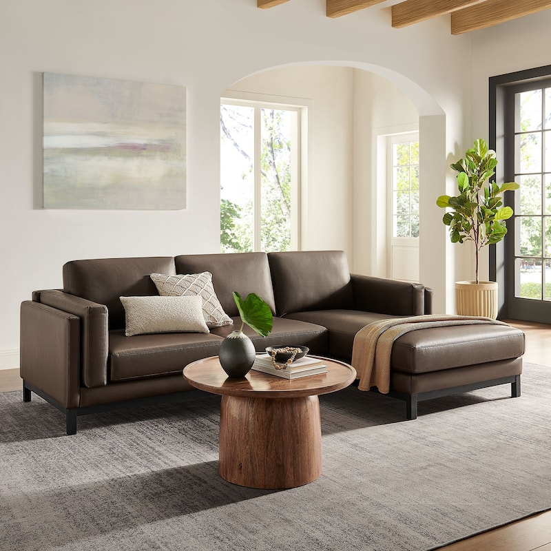 Roscoe Right-Facing Upholstered Sectional Sofa with Chaise - Espresso