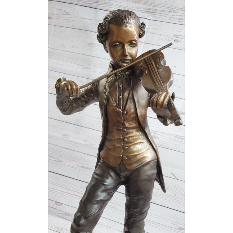 Imitative Wolfgang Amadeus Mozart Clical Composer Bronze Metal Statue Sculpture Signed Numbered Art