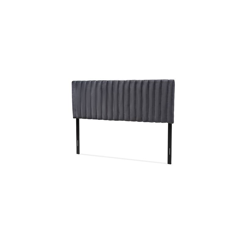 Velvet Headboard Upholstered Modern Grey Channel Tufted Wood Frame Wall Mount Bedroom Decor 63"