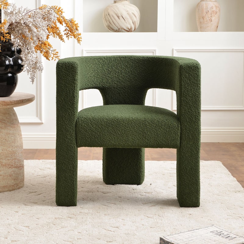 KINWELL 28" Wide Boucle Upholstered Square Armchair
