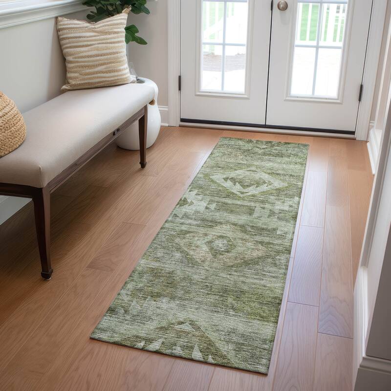 Machine Washable Indoor/ Outdoor Chantille Boho Tribal Rug