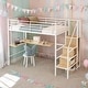 preview thumbnail 1 of 17, Twin Loft Bed with Desk and Storage Wardrobe, Heavy Duty Loft Bed with Stairs and Metal Grid White