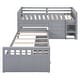 preview thumbnail 16 of 46, L-shaped Space-Saving Twin Loft and Twin Platform Bed with 7 Drawers and Full Guardrail,Loft and Platform Bed