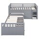 preview thumbnail 32 of 46, L-shaped Twin Over Twin Loft Bed Kids Bed with Drawers and Guardrails