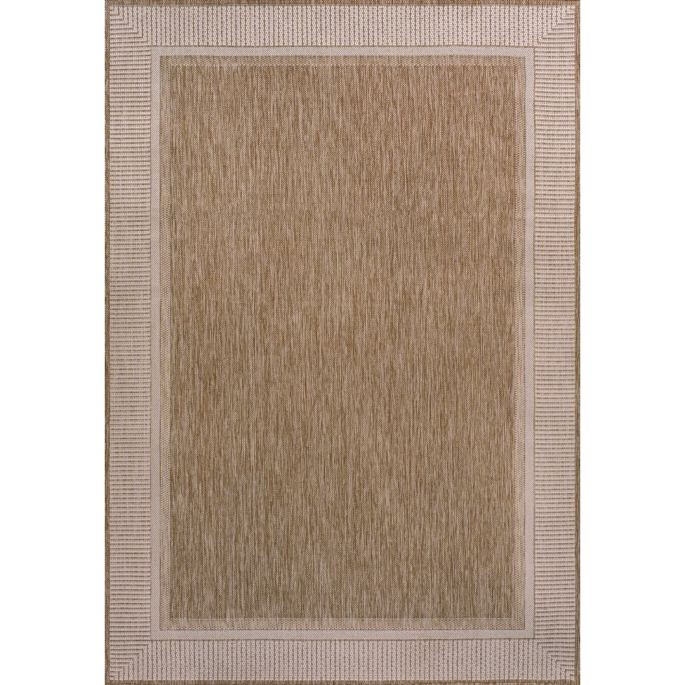 JONATHAN Y Alda Coastal Casual Wide Stripe Border Beige/Cream Indoor/Outdoor Area Rug