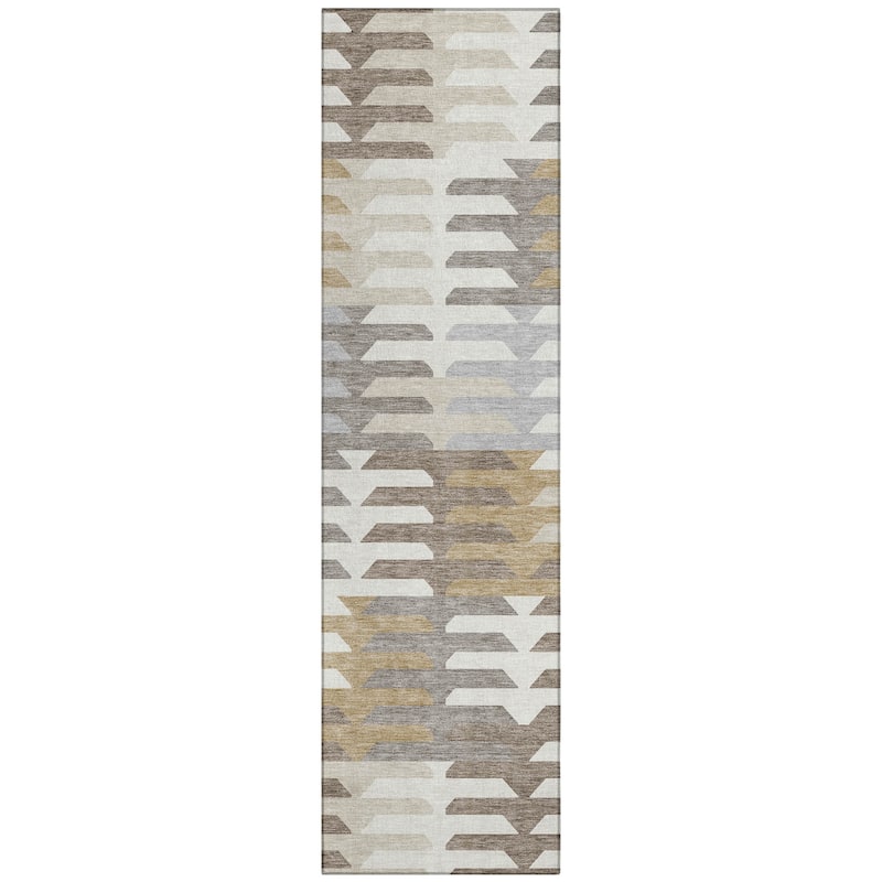 Machine Washable Indoor/ Outdoor Modern Stacks Chantille Rug