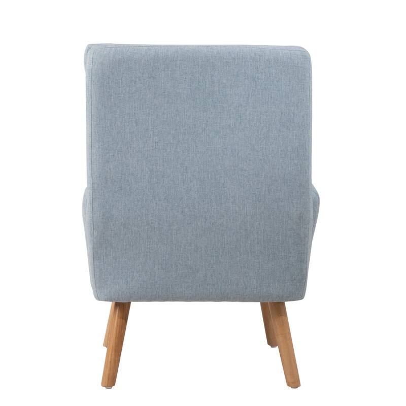 Mid Century Modern Accent Chair with Ottoman Set,Wood Legs and Adjustable Backrest