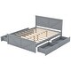 preview thumbnail 4 of 5, Queen Size Durable Pine Wooden Platform Bed Frame with 4-Storage Drawers, Support Legs and Headboard, Easy to Assemble, Grey