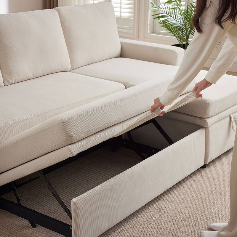 78.94" Pin Striped Fabric Sleeper Sofa