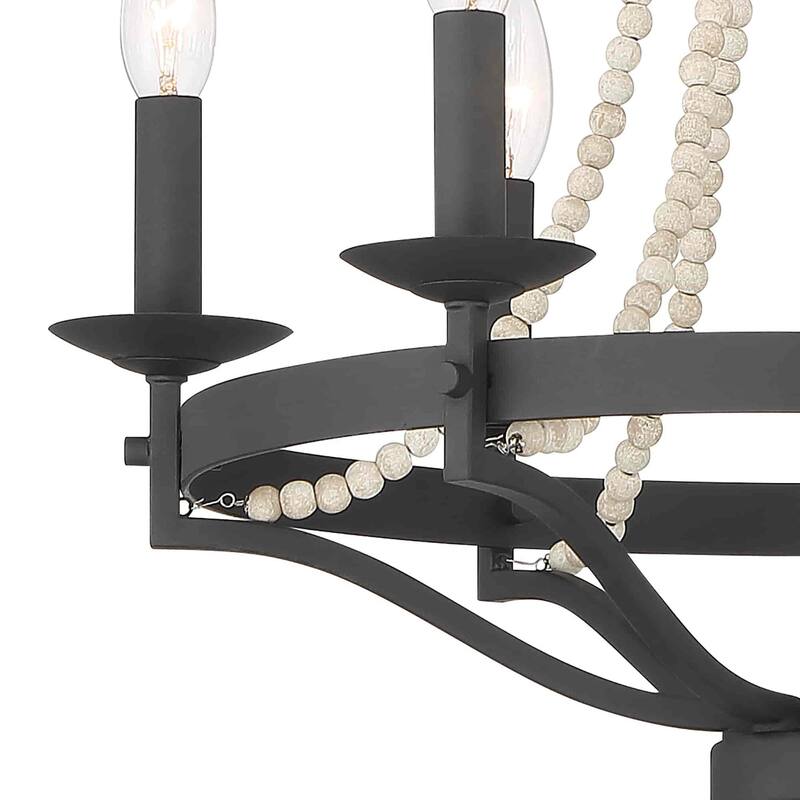 Cauhu 6-light Farmhouse Coastal Beaded Chandelier for Entryway - 20'' D