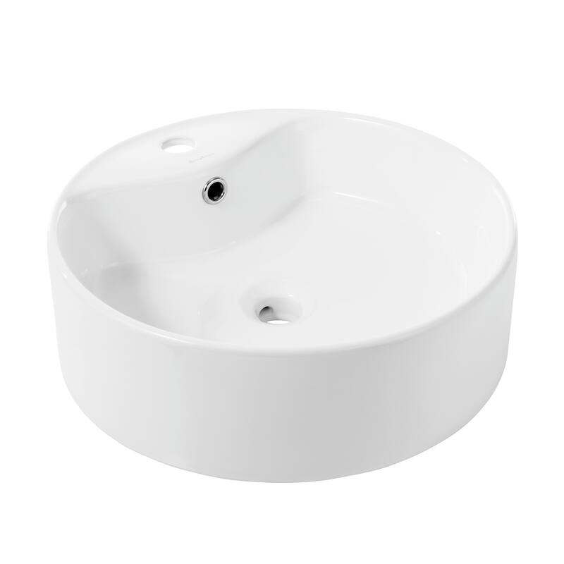 Trocadero Round Vessel Sink With Faucet Mount - 20.5" x 19" 8.3" - 20.5" x 19" 8.3" - White