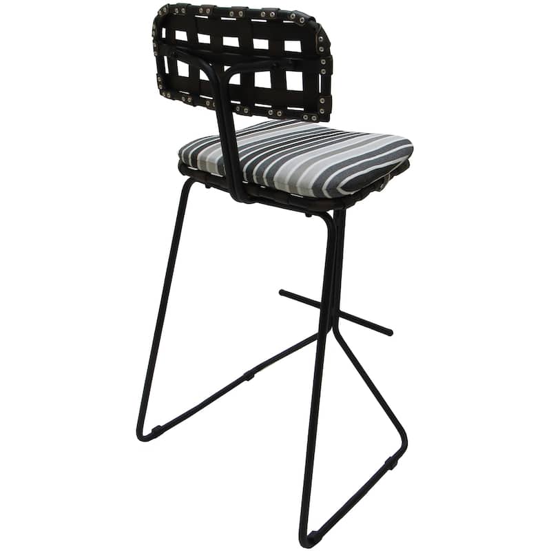 Outdoor/Indoor Metal Bar Stool 30" - Nikki - Striped Fabric