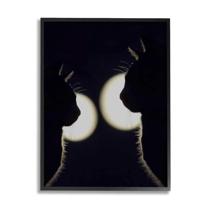 Stupell Two Black Cats Silhouettes Nighttime Moonlight Animals Framed Wall Art, Design by Daphne Polselli