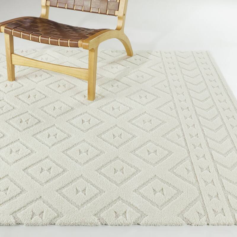 Mather Diamond Trellis Area Rug - 7'10" x 10' - Cream - Rectangle