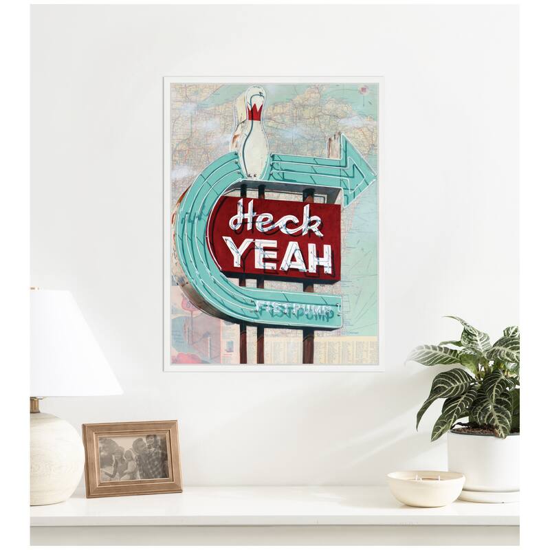 Kate and Laurel Heck Yeah by Krista V. Allenstein Framed Canvas Wall Art Print