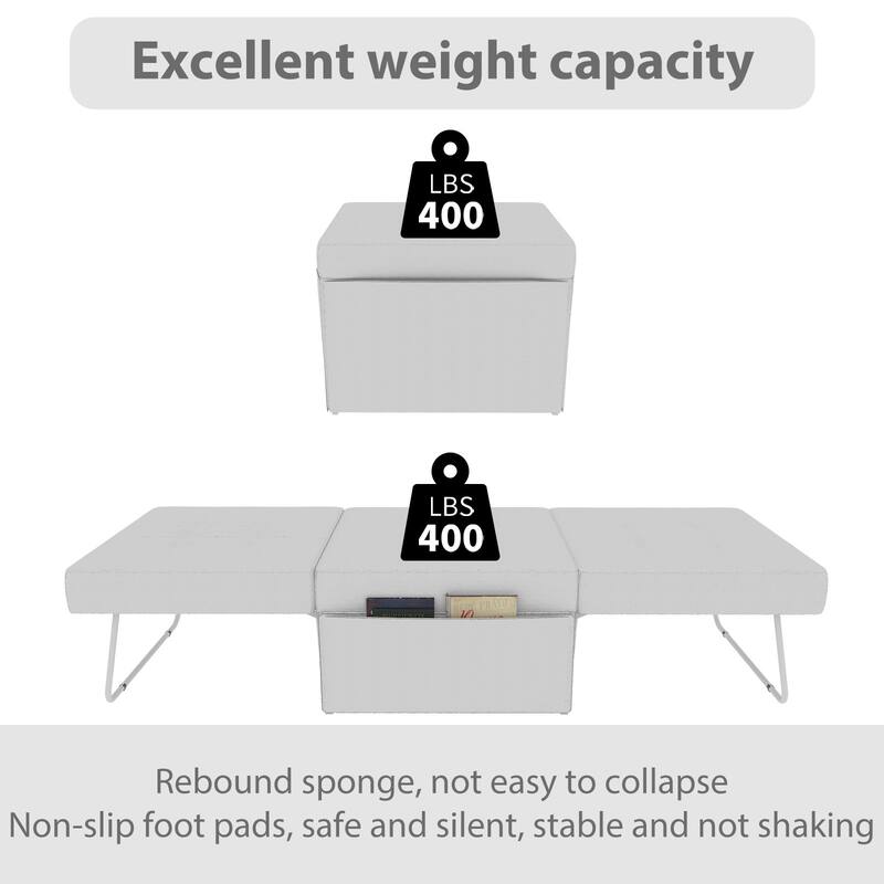4 in 1 Multi-Function Folding Ottoman Sleeper Bed Adjustable Backrest for Living Room