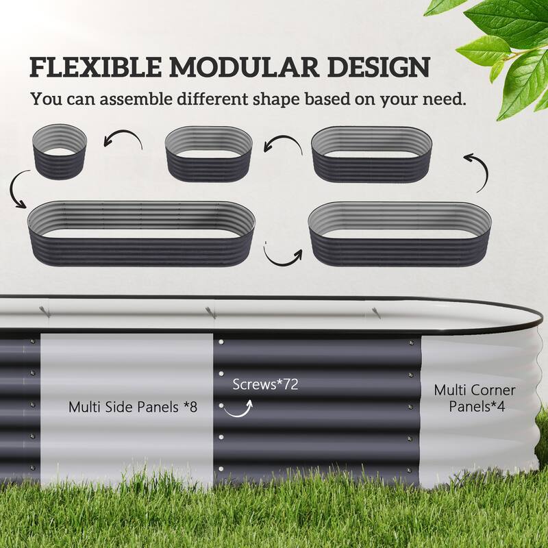 Galvanized Steel Raised Garden Bed with Modular Design