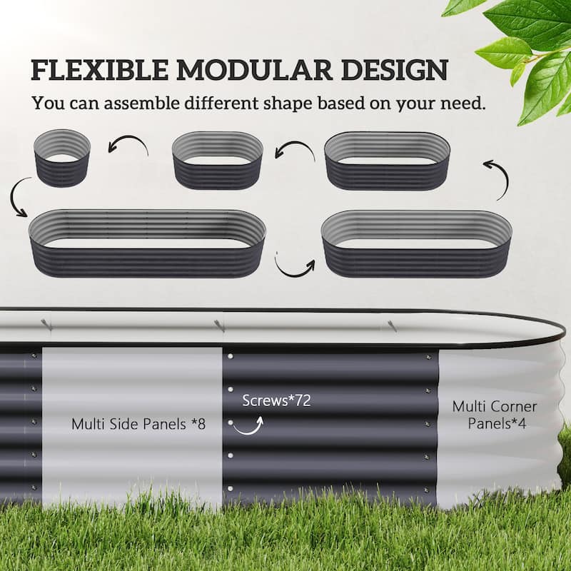 Outsunny 7.9' x 2' x 1.4' Galvanized Raised Garden Bed Kit, Outdoor Metal Elevated Planter Box